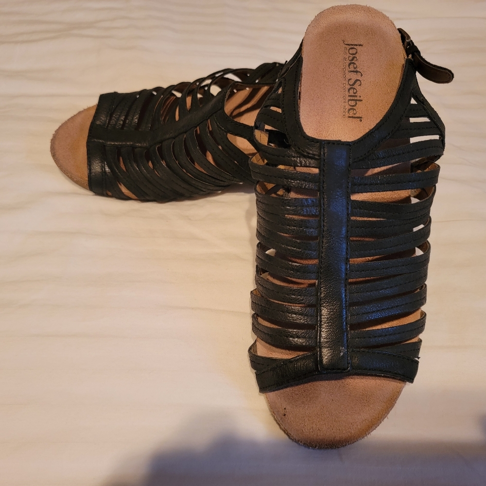 black Josef Seibel dress casual sandals.
